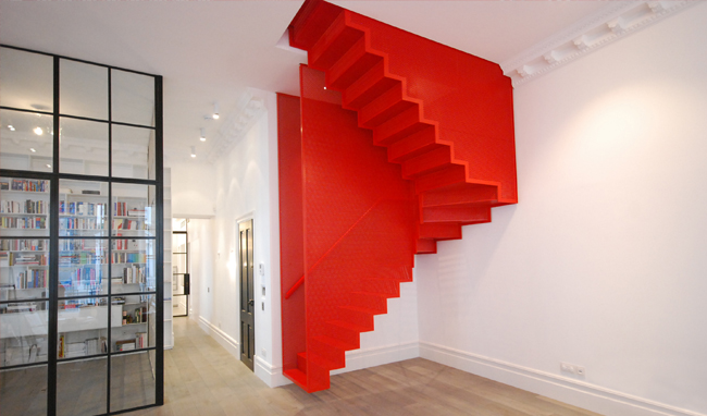 “Doh Ho Suh inspired Hanging Red stairs”